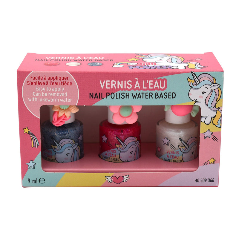 Box 3 Smalti Unicorno per Bambini a Base d’Acqua 9 ml Profumazione Rosa