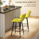 Set 2 Sgabelli da Cucina Stile Nordico 45x47x84 cm in Tessuto Effetto Velluto Giallo  
