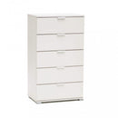 Cassettiera 5 Cassetti Bianca 60x38x103 h cm in Truciolare bilaminato Bianco