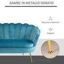 Divano salotto 122x73x78 cm 2 Posti in Velluto Seduta a Conchiglia Lola Blu