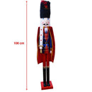 Soldato Schiaccianoci di Natale Alto 106 cm con Meccanismo Funzionante e Capelli in Peluche in Legno      