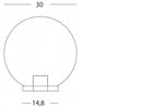 Lampada Testa Palo Sferica Opale Diametro 30Cm Colore Nero per Esterno Linea Globo Sovil