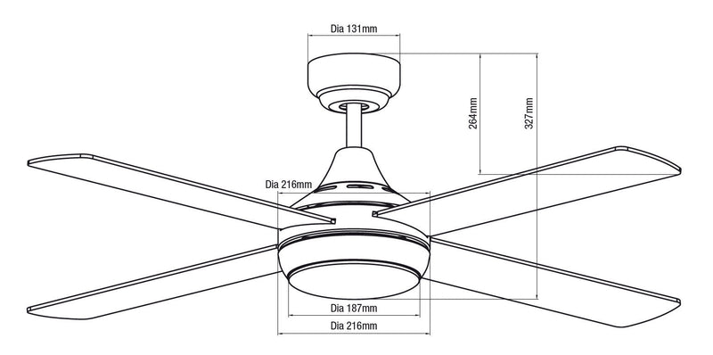Ventilatore da Soffitto con 4 Pale e LED Ø122 cm 5 Velocità Martec Link Bianco