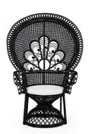 Poltrona con Cuscini Peacock con Cuscino in Fibre Naturali Nero