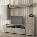 Parete Attrezzata Soggiorno Bridge 207x34x170 h cm in Truciolare bilaminato Rovere grigio