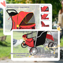 Passeggino per Cani Pieghevole 77x44x102 cm Ruote Girevoli Freni e Cuscino Lavabile in Tessuto Rosso      