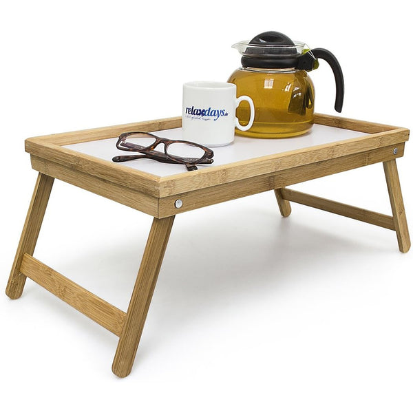 prezzo Vassoio Colazione a Letto 50x30x22 cm con Gambe Pieghevoli Salvaspazio in Bambù Bianco
