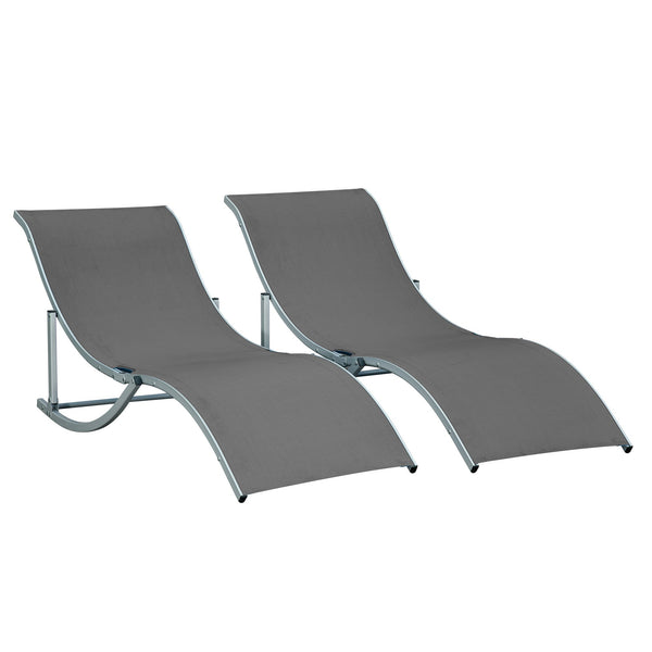 Set 2 Lettini Prendisole Pieghevoli 61x165x63 cm in Alluminio e Textilene Nero e Grigio Scuro prezzo