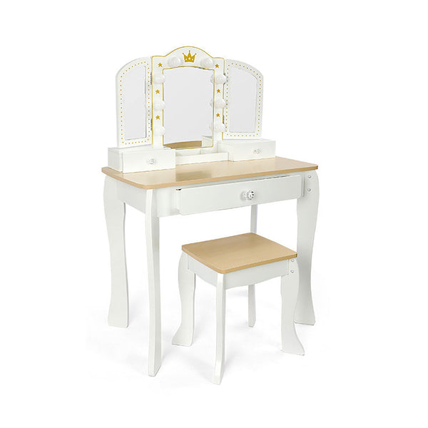 Toeletta Trucco per Bambine Consolle con Specchio e Sgabello in Legno prezzo