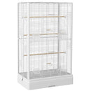 Voliera Gabbia per Uccelli 61x36,5x98 cm con Vassoio Estraibile e Posatoi per Pappagalli in Acciaio Bianco      