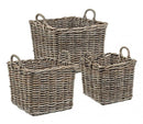 Set 3 Ceste 2 Maniglie Narra Quadrate in Fibre Naturali