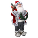 Pupazzo Babbo Natale in Tessuto con regali e ghirlanda grigio rosso cm 30x17,5xh65