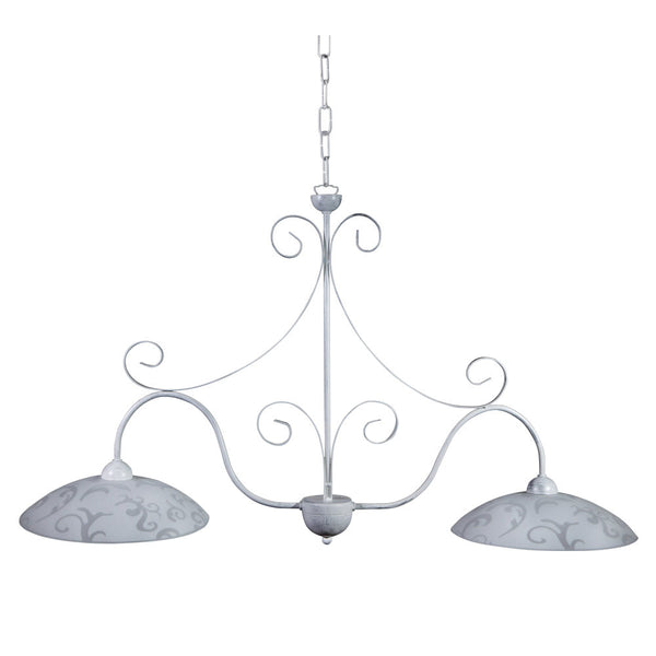 sconto Sospensione 2xE27 Montatura Bianco Vetro Lastra Bianco E-Energy Anastasia