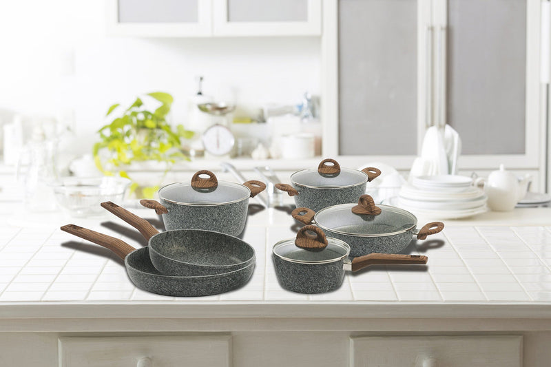 Batteria di Pentole 10 Pezzi in Alluminio Antiaderente Soriani Carrara