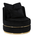 Poltrona Paris Space Nero/Oro Ø84x72 cm in Legno e Spugna Nero e Oro