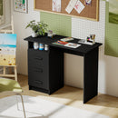 Scrivania Moderna Salvaspazio 100x40x75 cm con 3 Cassetti e Ripiano Aperto in Truciolato Nero      