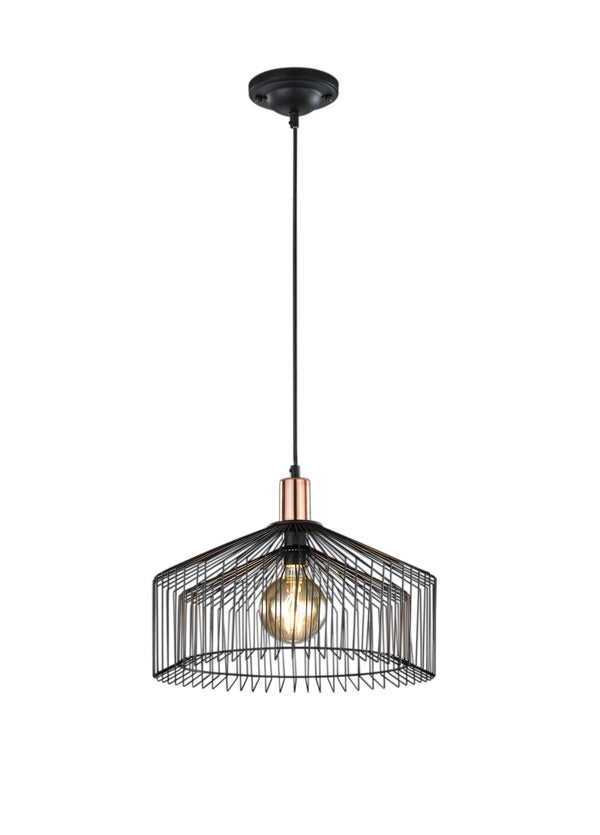 sconto Lampada a Sospensione da Interno E27 in Metallo Nero