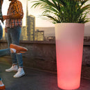 Vaso Rotondo Luminoso da Giardino Solare Autoricaricabile Ø45x102 cm in Polietilene Sined Solar 102 Bianco