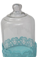 Porta Dolci Heart Blu ØCm13,5x26 cm in Ferro e Vetro Azzurro