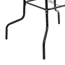 Set Tavolo e 4 Sedie Pieghevoli da Giardino in Acciaio Piano in Vetro e Sedute in Tessuto Nero