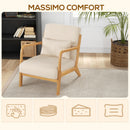 Poltrona in Stile Scandinavo 61x78x76 cm Struttura in Legno Rivestimento in Velluto Beige  