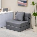 Poltrona Letto Singolo da Terra Pieghevole 70x70x61 cm con Cuscino Incluso Grigio      