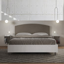Letto Matrimoniale con Rete e Contenitore Alzata Comoda Struttura Bianco Frassico e Testata in Similpelle Antilia Cappuccino Varie Misure