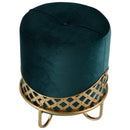 Pouf Imbottito Rotondo in Tessuto Felpato Ø38x43 cm  Verde Smeraldo