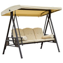Dondolo 3 Posti da Giardino 208x121x172 cm in Metallo e Tessuto Beige