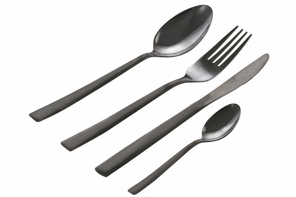 acquista Servizio Set di Posate 24 Pezzi in Acciaio Nero Lucido Villa d'Este Home Tivoli Modern