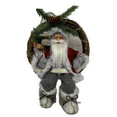 Pupazzo Babbo Natale in Tessuto su ghirlanda grigio rosso cm 23,5x13,5xh30