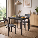 Set da Pranzo con Tavolo Allungabile 120x80x76 cm e 4 Sedie Impilabili in MDF e Metallo Nero      