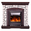 Camino Elettrico da Pavimento 105,8x110x30 cm Effetto Fiamma 2000W Natali & Pluton Bianco/noce scuro