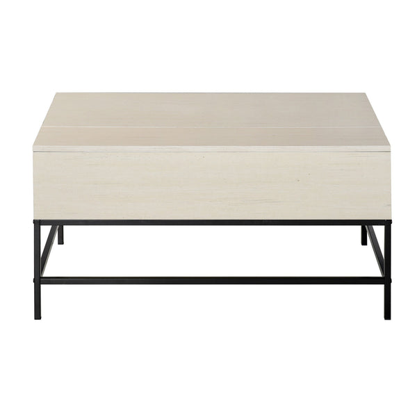 acquista Tavolino Basso con Piano Sollevabile 90x60,5x45,5 in Metallo e MDF Legno Chiaro