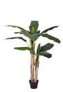 Banana Artificiale a 2 Diramazioni in Vaso Altezza 135 cm Verde