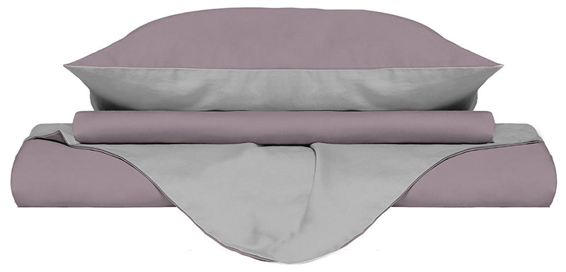 Copripiumino con Sacco e Federe Doubleface Rosa Antico\/Grigio Chiaro