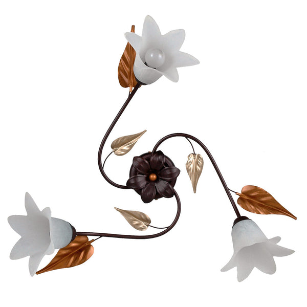 acquista Plafoniera 3xE14 Montatura Marrone Ramato Vetro Paglierino E-Energy Giorgia