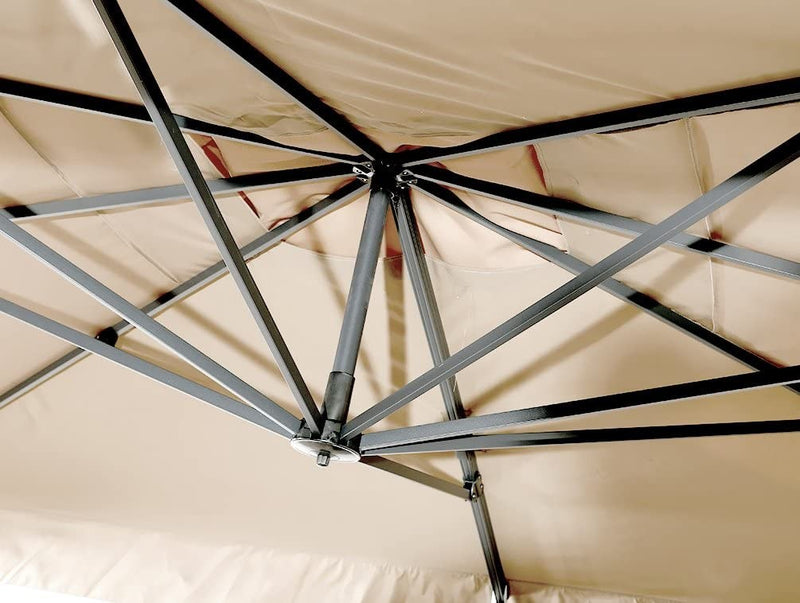 Ombrellone da Giardino Decentrato 3x4m in Alluminio e Poliestere Ecrù