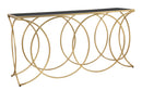 Console Infinity 160x40x79 cm in Ferro e Specchio e MDF Oro e Nero