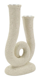 Porta Candele Stons 12x7x20 cm in Resina Crema      