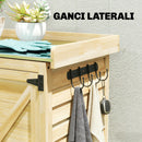 Armadio da Giardino 71.5x39x95 cm con Piano in Acciaio Ripiani e Ganci in Legno      