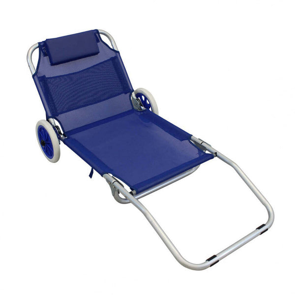acquista Spiaggina Carrello Pieghevole Steel 145x52x62h cm in Textilene Blu Seconda Scelta