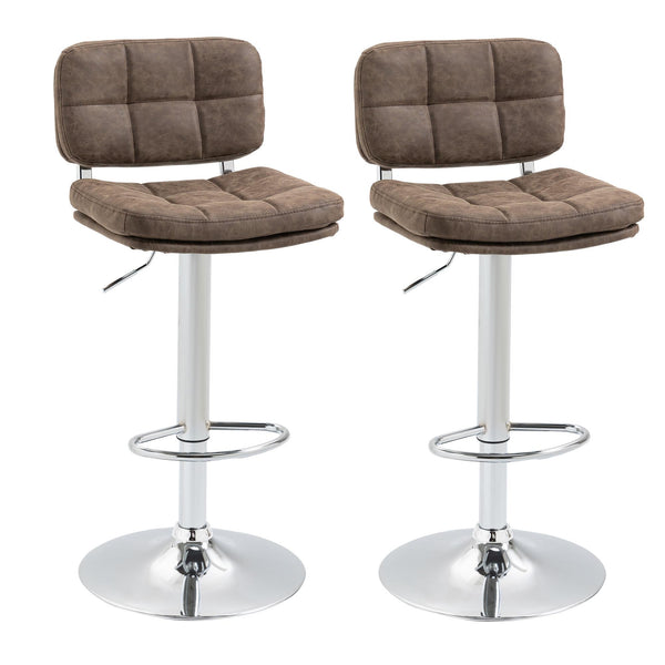 acquista Set 2 Sgabelli da Bar 41,5x45x85-107 cm in Similpelle Marrone e Argento