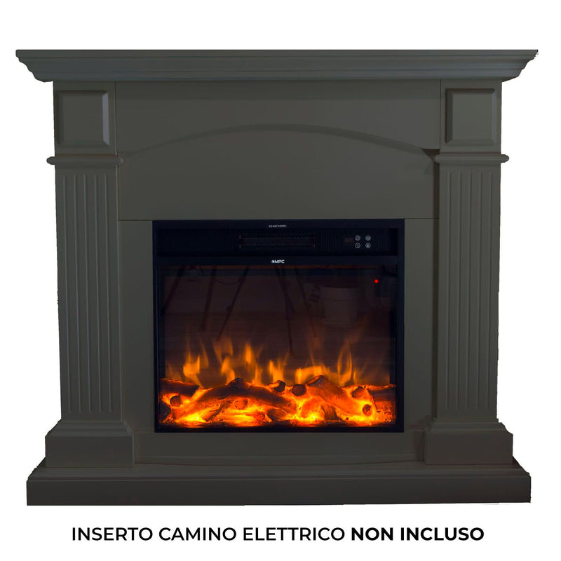Cornice da Pavimento per Inserto Camino Elettrico 113,7x102,2x28,2 cm in MDF Sined Cetona Grigio