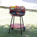 Barbecue a Carbone Carbonella Rotondo Ø51x84,5 cm con Vassoio in Acciaio al Carbonio Rosso      