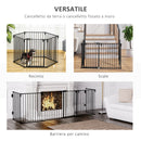 Recinto per Cani Gatti Pieghevole 362,5x2x76 cm 6 Sezioni in Acciaio Nero