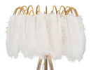 Lampada da Terra Feather Stand Ø46x147 cm in Ferro e Plastica Oro e Bianco      