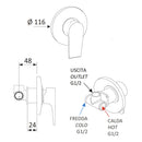 Rubinetto Miscelatore Monocomando Doccia ad Incasso in Ottone Mariani Artic Cromato