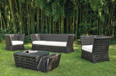Set da Giardino Divano 2 Poltrone e Tavolino in Wicker Ranieri Paros