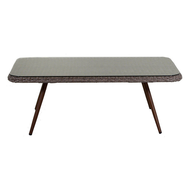 Set da Giardino Divano 2 Poltrone e Tavolino in Polyrattan Tirreno Naturale 3P